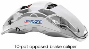 6-pot opposed aluminum monoblock brake caliper for high performance vehicles