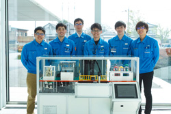 Miniature line for the high performance caliper manufacturing facility produced in fiscal 2017 and production team members
