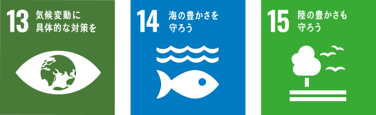 13.気候変動に具体的な対策を 14.海の豊かさを守ろう 15.陸の豊かさも守ろう